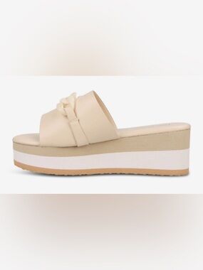 Pierre Dumas Saint-3 Wedge Slide Sandal / Nude; Size 8
